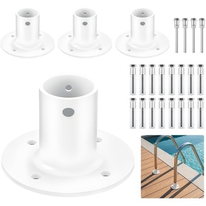 VEVOR Deck Anchor Flange 4 Pack, 1-7/8 in Pool Ladder Deck Mount, Handrail Anchor with Stainless Steel Mounting Hardware, Premium Aluminum Alloy Flange for Inground Swimming Pool Ladder, White