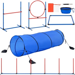 VEVOR Dog Agility Training Equipment, Dog Agility Course Backyard Set with Adjustable High Hurdles,6 Weave Poles,Tunnel,Jump Ring,Pause Box,Whistle,Foldable Bowl,Storage Bag, Puppy Obstacle Course Kit(7 Pcs Training Set)