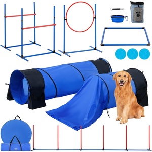 VEVOR Dog Agility Training Equipment, Dog Agility Course Backyard Set with Adjustable High Hurdles,6 Weave Poles,Tunnel,Jump Ring,Pause Box,Whistle,Foldable Bowl,Storage Bag, Puppy Obstacle Course Kit(13 Pcs Set)