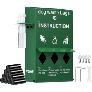 VEVOR Dog Poop Trash Can With 50 Liner Bags, 11.5 Gallons Outdoor Waste Bin With Lid & Liner Clip for Pet Waste Station, Disposal Container for Garden Backyard Park(Poop Bag Dispenser)