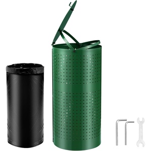 VEVOR Dog Poop Trash Can With 50 Liner Bags, 11.5 Gallons Outdoor Waste Bin With Lid & Liner Clip for Pet Waste Station, Disposal Container for Garden Backyard Park(Pet Waste Trash Can)