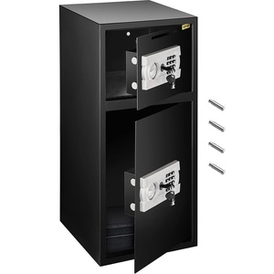 VEVOR Double Doors 3.5 cu.ft Safe Box with Key Lock & Password, Safe Lock Box with Fireproof Bag, Key Rack, LED Light and 2 Height Adjustable and Removable Divider for Money, Documents, Jewelry and Va(without digital display screem without Fingerprint)