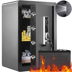 VEVOR Double Doors 3.5 cu.ft Safe Box with Key Lock & Password, Safe Lock Box with Fireproof Bag, Key Rack, LED Light and 2 Height Adjustable and Removable Divider for Money, Documents, Jewelry and Va(Single door with Fingerprint)