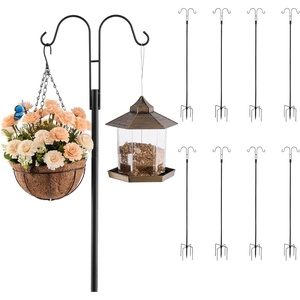 VEVOR Double Shepherds Hooks for Outdoor, 8 Pack 76 Inch Heavy Duty Bird Feeder Pole, 3/4 Inch Thick Garden Hooks for Hanging Hummingbird Feeder, Plant Baskets, Solar Light Lanterns,Wind Chimes