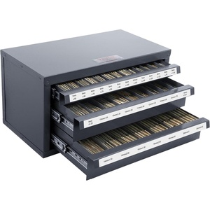 VEVOR Drill Bit Dispenser Cabinet, Three-Drawer Drill Bit Dispenser, Drill Bit Organizer Cabinet Cold Rolled Steel, 27-Compartment Drill Dispenser Organizer Cabinet Holder for Letter Sizes A to Z((3/25″ to 1″))