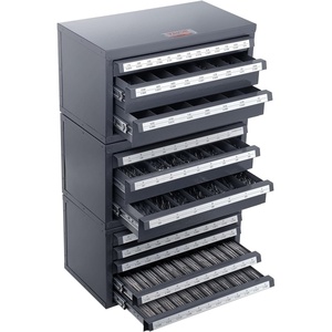 VEVOR Drill Bit Dispenser Cabinet, Three-Drawer Drill Bit Dispenser, Drill Bit Organizer Cabinet Cold Rolled Steel, 27-Compartment Drill Dispenser Organizer Cabinet Holder for Letter Sizes A to Z(3PCS)