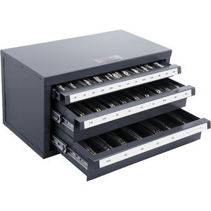 VEVOR Drill Bit Dispenser Cabinet, Three-Drawer Drill Bit Dispenser, Drill Bit Organizer Cabinet Cold Rolled Steel, 27-Compartment Drill Dispenser Organizer Cabinet Holder for Letter Sizes A to Z(1/8″- 1″)