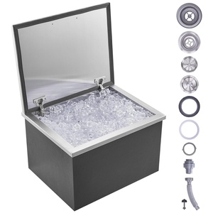 VEVOR Drop in Ice Chest, 20″ L x 16″ W x 13″ H Stainless Steel Ice Cooler, Commercial Ice Bin with Hinged Cover, 40 qt Outdoor Kitchen Ice Bar, Drain-Pipe and Drain Plug Included, for Cold Wine Beer(20L x 16W x 13H Inch)