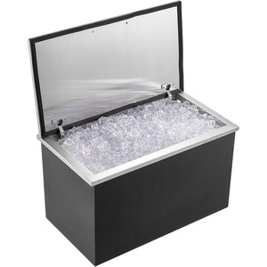 VEVOR Drop in Ice Chest, 21″ L x 17″ W x 18″ H Stainless Steel Ice Cooler, Commercial Ice Bin with Cover, 40 qt Outdoor Kitchen Ice Bar, Drain-Pipe and Drain Plug Included, for Cold Wine Beer(Black)