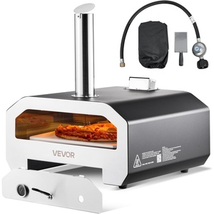 VEVOR Dual Fuel Pizza Oven Outdoor, 16 in Wood Fire & Propane Gas Pizza Oven, Portable Pellet & Propane Pizza-Maker with Thermometer, Large Multi Fuel Pizza Cook for Outside Camping & Backyard(16 Inch)