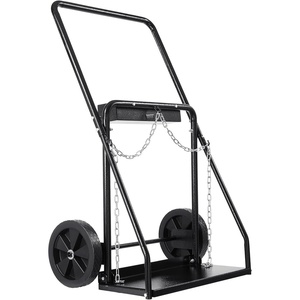 VEVOR Dual Welding Cylinder Cart, Oxygen Acetylene Tank Cart with 440LBS Static Weight Capacity, 10-Inch Solid Wheels and Tank Storage Safety Chains, Suitable for Double 12.5-Inch Dia. Gas Cylinders(1 Levels)