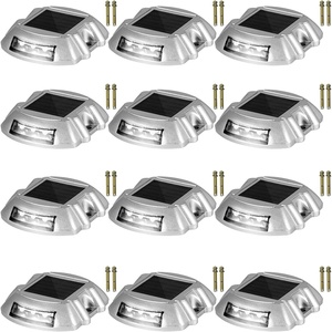 VEVOR EVOR Driveway Lights 24-Pack Solar Driveway Lights White with Screw Solar Deck Lights Outdoor Waterproof Wireless Dock Lights 6 LEDs for Path Warning Garden Walkway Sidewalk Steps(White)(White)