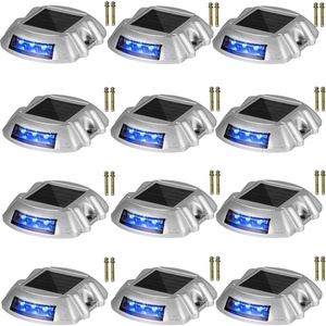 VEVOR EVOR Driveway Lights 24-Pack Solar Driveway Lights White with Screw Solar Deck Lights Outdoor Waterproof Wireless Dock Lights 6 LEDs for Path Warning Garden Walkway Sidewalk Steps(White)(Blue)