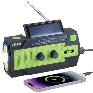 VEVOR Emergency Weather Radio, 4000mAh Battery, FM/AM/WB/NOAA Alert Solar Hand Crank Emergency Radio, with USB Charging Cable, SOS Alarm and Flashlight, Portable for Outdoor Emergencies, Camping(4000mAh – Reading Light)