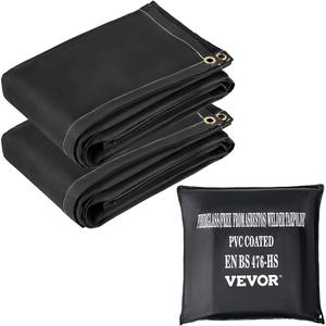 VEVOR Fire Blankets, 2 Pack Welding Blankets, 6′ x 10′ Fire Suppression Blanket, 1022 °F Flame Retardant Blanket, Black Fire Emergency Blankets, Fiberglass Fire Retardant Blanket with 8 Brass Grommets(Black)