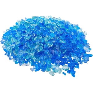 VEVOR Fire Glass, 10 lbs, Aqua Blue + Caribbean Blue + Aqua Green, 3/4 Inch High-Temperature Resistant Reflective Glass Rocks, Smokeless Fire Pit Stones for Outdoor Table & Landscaping(Aqua Blue + Caribbean Blue + Aqua Green)