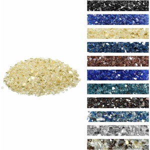 VEVOR Fire Glass, 10 lbs, Aqua Blue + Caribbean Blue + Aqua Green, 3/4 Inch High-Temperature Resistant Reflective Glass Rocks, Smokeless Fire Pit Stones for Outdoor Table & Landscaping(Gold)