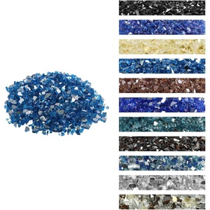 VEVOR Fire Glass, 10 lbs, Aqua Blue + Caribbean Blue + Aqua Green, 3/4 Inch High-Temperature Resistant Reflective Glass Rocks, Smokeless Fire Pit Stones for Outdoor Table & Landscaping(Pacific Blue)