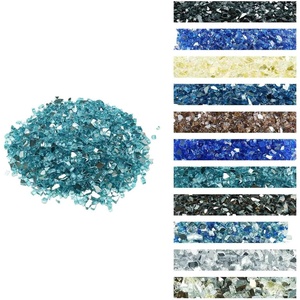 VEVOR Fire Glass, 10 lbs, Aqua Blue + Caribbean Blue + Aqua Green, 3/4 Inch High-Temperature Resistant Reflective Glass Rocks, Smokeless Fire Pit Stones for Outdoor Table & Landscaping(Light Blue)