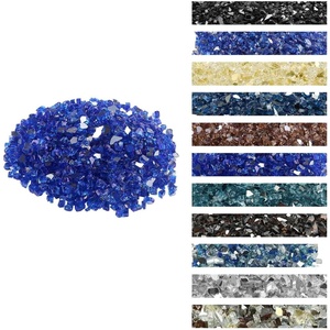 VEVOR Fire Glass, 10 lbs, Aqua Blue + Caribbean Blue + Aqua Green, 3/4 Inch High-Temperature Resistant Reflective Glass Rocks, Smokeless Fire Pit Stones for Outdoor Table & Landscaping(Cobalt Blue)
