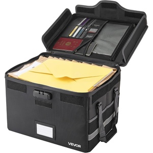 VEVOR Fireproof Document Box, 1832 ℉ Heat Insulated Fireproof & Waterproof Box with Lock, Portable Two-Layer File Storage Organizer Home Office Travel Use, for Passports, Important Documents, Files(2.99 x 15.94 x 10.31 in)