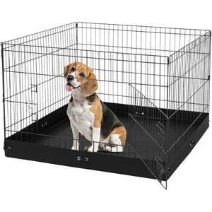 VEVOR Foldable Metal Dog Exercise Pen, Pet Puppy Playpen Yard Fence with Top Cover & Door, Indoor Outdoor 8 Panels 24″ W x 24″ H Dogs Crate Kennel with Ground Stakes for Small & Medium Dogs(Playpen + Bottom Pad)