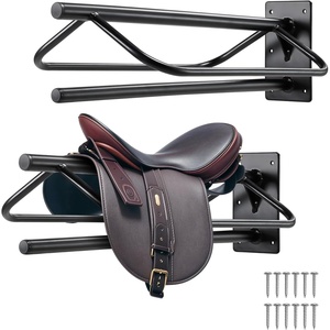 VEVOR Folding Saddle Rack, Freestanding Horse Saddle Stand, Portable Horse Blanket Holder, Heavy Duty Steel Saddle Rack for English & Western Saddles, Tack Storage, 28 x 19 x 37.5 in, Black(Wall Mounted Saddle Stand-2 Pcs)