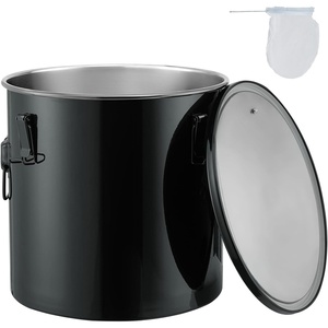 VEVOR Fryer Grease Bucket, 16 Gal Oil Disposal Caddy with Caster Base, Carbon Steel Rust-Proof Coating, Oil Transport Container with Lid, Lock Clips, Filter Bag for Hot Cooking Oil Filtering, Gray(Black)