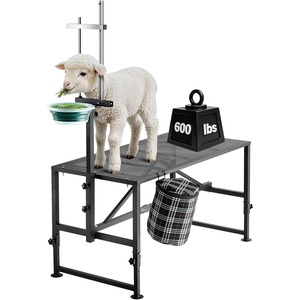 VEVOR Goat & Sheep Stand, 51×23 inch Livestock Stand, Metal Livestock Milking and Shearing Stand 21″ to 33″ Adjustable Height, with Headpiece and Nose Loop, 500lbs Loading Weight, Black(Black)