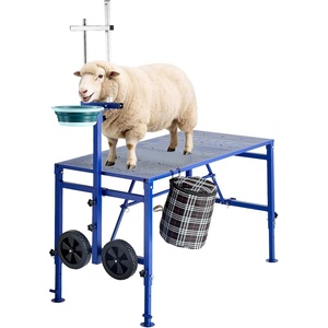 VEVOR Goat & Sheep Stand, 51×23 inch Livestock Stand, Metal Livestock Milking and Shearing Stand 21″ to 33″ Adjustable Height, with Headpiece and Nose Loop, 500lbs Loading Weight, Black(Blue)
