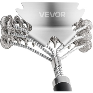 VEVOR Grill Brush and Scraper, BBQ Brush for Outdoor Grills, Stainless Steel Woven Wire, Bristle Free Barbecue Brushes for Porcelain, Charcoal, Grate Cleaner Grill Accessories, 17 in