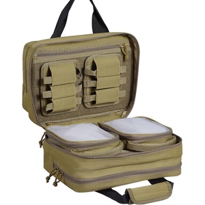 VEVOR Gun Bag with Detachable Baffles & 6 Magazines Shooting Handgun Bag for Outdoor Hunting Shooting Pistol Bag Case (2 Removable Pistol Bags, Brown, 13 x 7.9 x 9.1 in)(Brown)