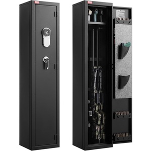 VEVOR Gun Safe, Heavy Duty Cold-Rolled Steel Rifle Cabinet with Fingerprint & Key, Large Long Gun Cabinet with Magazine and LED, Adjustable Racks for Rifles, Pistols, Shotgun(Assembly Required)