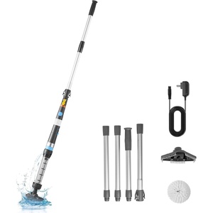 VEVOR Handheld Pool Vacuum, 8.5 GPM Cordless Spa Hot Tub Vacuum with Extension Pole and 2 Brush Heads, 60 Mins Running Time, for Small Debris, Sand, Rechargeable Pool Cleaner for Above Ground Pools(Gray)