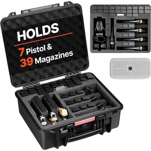 VEVOR Hard Pistol Case, Holds Multiple Pistols & Magazine, Hard Gun Case with Pre-Cut XPE Foam Lining, Waterproof Firearm Travel Case with Handle for Gun, Lenses, Camera, Gear, TSA Compliant(7 Pistols & 39 Magazine)