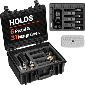 VEVOR Hard Pistol Case, Holds Multiple Pistols & Magazine, Hard Gun Case with Pre-Cut XPE Foam Lining, Waterproof Firearm Travel Case with Handle for Gun, Lenses, Camera, Gear, TSA Compliant(6 Pistols & 31 Magazine)