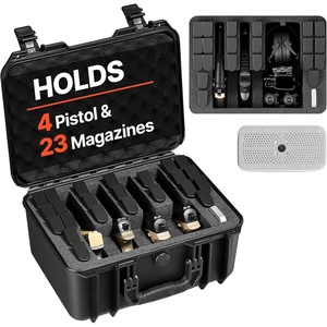 VEVOR Hard Pistol Case, Holds Multiple Pistols & Magazine, Hard Gun Case with Pre-Cut XPE Foam Lining, Waterproof Firearm Travel Case with Handle for Gun, Lenses, Camera, Gear, TSA Compliant(4 Pistols & 23 Magazine)