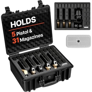 VEVOR Hard Pistol Case, Holds Multiple Pistols & Magazine, Hard Gun Case with Pre-Cut XPE Foam Lining, Waterproof Firearm Travel Case with Handle for Gun, Lenses, Camera, Gear, TSA Compliant(5 Pistols & 31 Magazine)