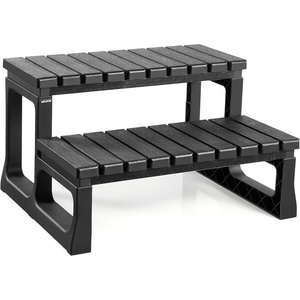 VEVOR Hot Tub Steps, 2-Step Spa Outdoor Stairs, Heavy Duty 23.6 inch Wide PP Above-Ground/Inflatable Pool Ladder with 320 lbs Weight Capacity, Multi-Use for Porch, Patio, Deck, Campers, Black