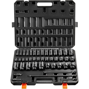 VEVOR Impact Drive Socket Set 1/2 Inches 19 Piece Impact Sockets SAE, Standard Socket Assortment, (3/8 Inches to 1-1/2 Inches) 6-point Hex Sockets(1/2″ 43PCS CR-MO)