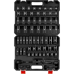 VEVOR Impact Drive Socket Set 1/2 Inches 19 Piece Impact Sockets SAE, Standard Socket Assortment, (3/8 Inches to 1-1/2 Inches) 6-point Hex Sockets(1/2″ 65PCS)