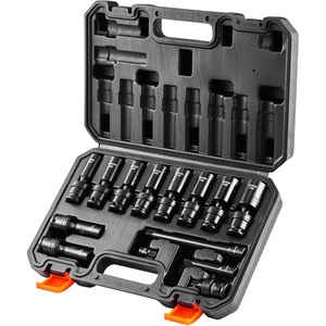 VEVOR Impact Drive Socket Set 1/2 Inches 19 Piece Impact Sockets SAE, Standard Socket Assortment, (3/8 Inches to 1-1/2 Inches) 6-point Hex Sockets(3/8″ 14PCS Universal CR-MO)
