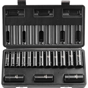 VEVOR Impact Drive Socket Set 1/2 Inches 19 Piece Impact Sockets SAE, Standard Socket Assortment, (3/8 Inches to 1-1/2 Inches) 6-point Hex Sockets(3/8″ 15PCS CR-MO)