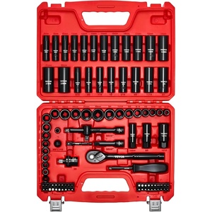 VEVOR Impact Drive Socket Set 1/2 Inches 19 Piece Impact Sockets SAE, Standard Socket Assortment, (3/8 Inches to 1-1/2 Inches) 6-point Hex Sockets(3/8″ 96 PCS)