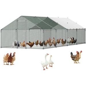 VEVOR Large Metal Chicken Coop with Run, 19.6 x 9.8 x 6.5 ft Walkin Chicken Coop for Yard with Waterproof Cover, Dome Roof Large Poultry Cage for Hen House, Duck Coop and Rabbit Run(314.9″L x 118.1″W x 78.7″H)