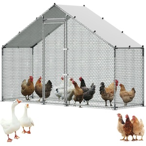 VEVOR Large Metal Chicken Coop with Run, 19.6 x 9.8 x 6.5 ft Walkin Chicken Coop for Yard with Waterproof Cover, Dome Roof Large Poultry Cage for Hen House, Duck Coop and Rabbit Run(118.1″L x 39.4″W x 78.7″H)