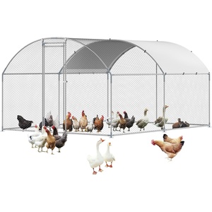 VEVOR Large Metal Chicken Coop with Run, 19.6 x 9.8 x 6.5 ft Walkin Chicken Coop for Yard with Waterproof Cover, Dome Roof Large Poultry Cage for Hen House, Duck Coop and Rabbit Run(157.5″L x 118.1″W x 78.7″H)
