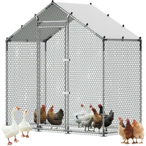 VEVOR Large Metal Chicken Coop with Run, 19.6 x 9.8 x 6.5 ft Walkin Chicken Coop for Yard with Waterproof Cover, Dome Roof Large Poultry Cage for Hen House, Duck Coop and Rabbit Run(78.7″L x 39.4″W x 78.7″H)