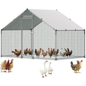 VEVOR Large Metal Chicken Coop with Run, 19.6 x 9.8 x 6.5 ft Walkin Chicken Coop for Yard with Waterproof Cover, Dome Roof Large Poultry Cage for Hen House, Duck Coop and Rabbit Run(117.6″L x 79.2″W x 79.2″H)