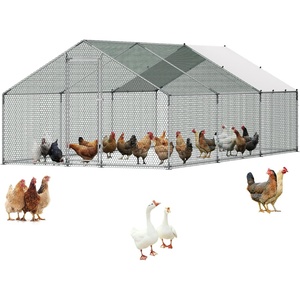 VEVOR Large Metal Chicken Coop with Run, 19.6 x 9.8 x 6.5 ft Walkin Chicken Coop for Yard with Waterproof Cover, Dome Roof Large Poultry Cage for Hen House, Duck Coop and Rabbit Run(236.2″L x 118.1″W x 66.7″H)